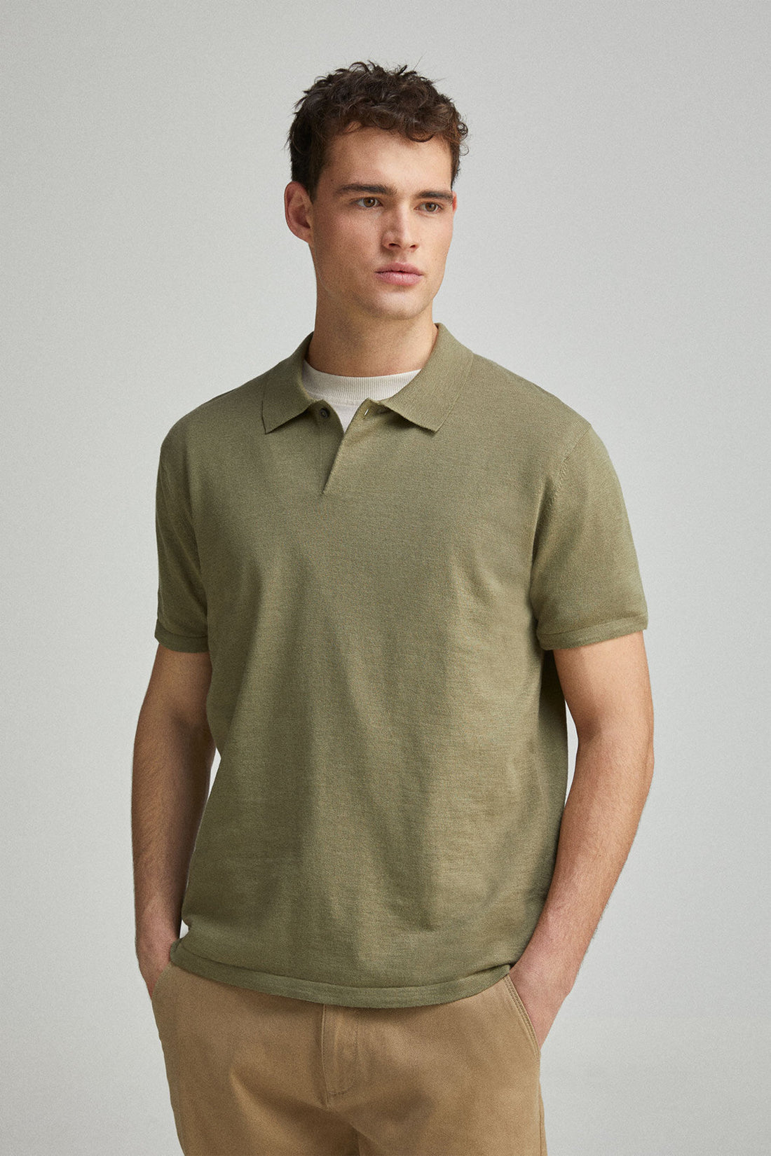 Springfield_Short Sleeve Jersey with Polo Shirt Neck Structure_1429169_93_01