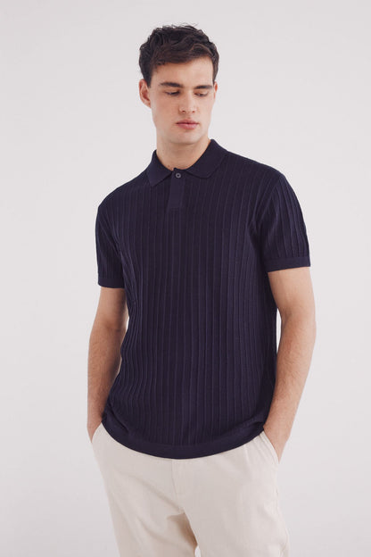 Springfield_Short Sleeve Jumper with a Polo Shirt-Style Neck_1429174_10_01