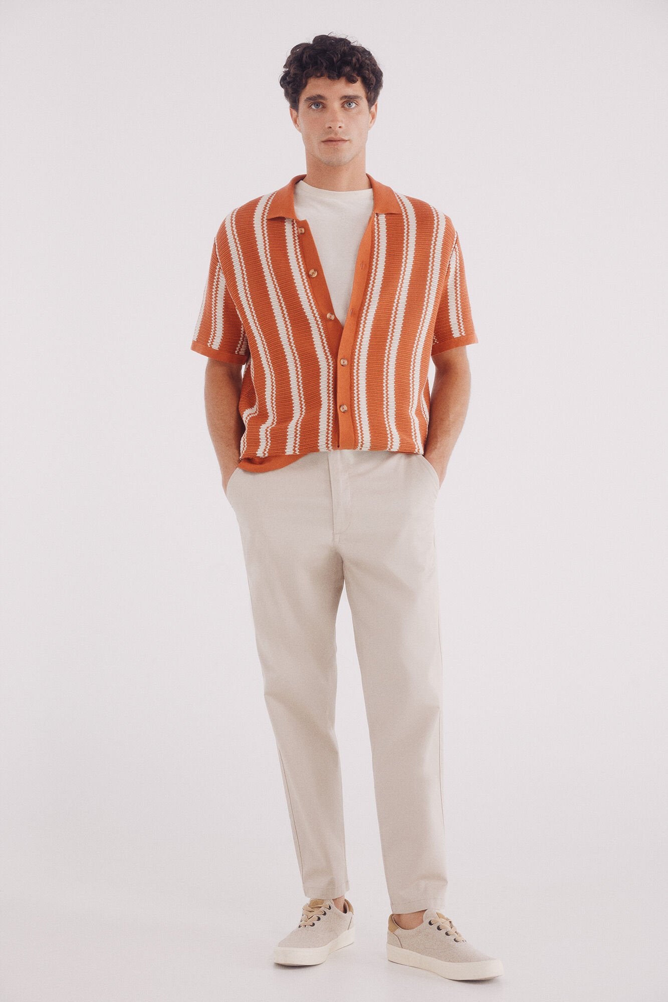 Springfield_Short Sleeve Vertical Striped Cardigan_1429175_65_02