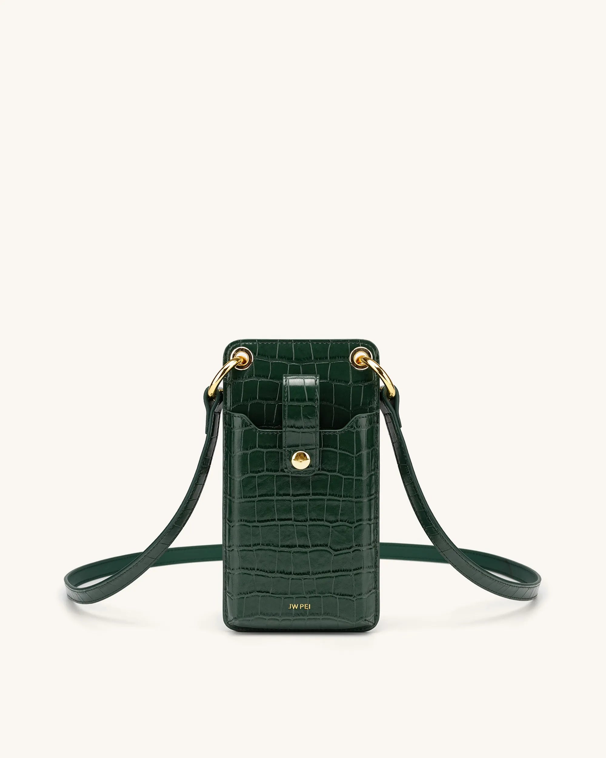JW PEI_Dark Green Croc_Quinn Phone Bag_147-2_Dark Green Croc_01