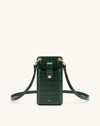 JW PEI_Dark Green Croc_Quinn Phone Bag_147-2_Dark Green Croc_01