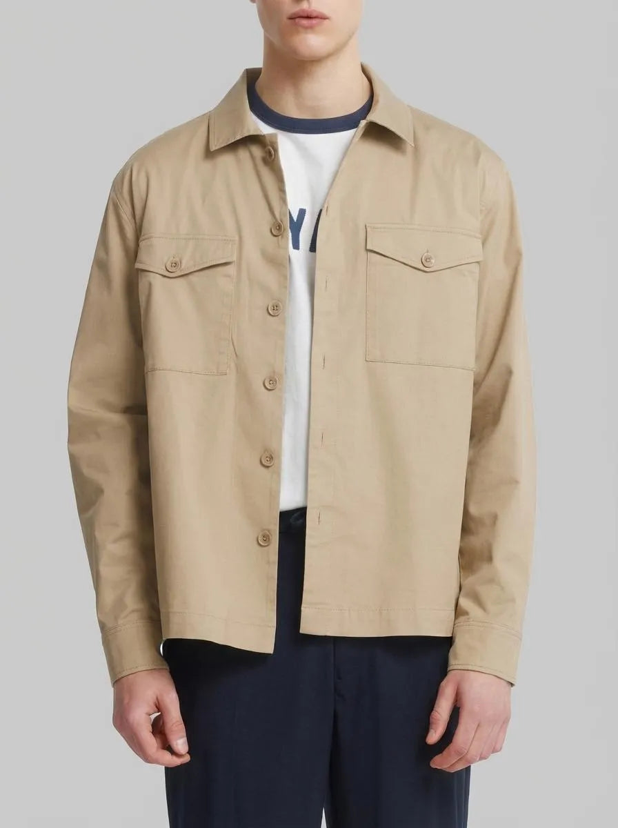 Springfield Beige Men Lightweight Pockets Overshirt Fit Overshirt SKU: 1503549_51 Image 00