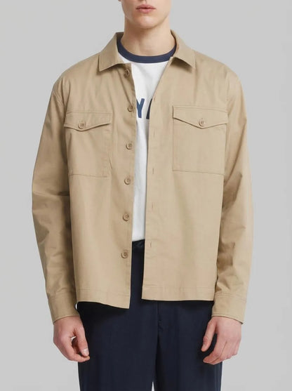 Springfield Beige Men Lightweight Pockets Overshirt Fit Overshirt SKU: 1503549_51 Image 00