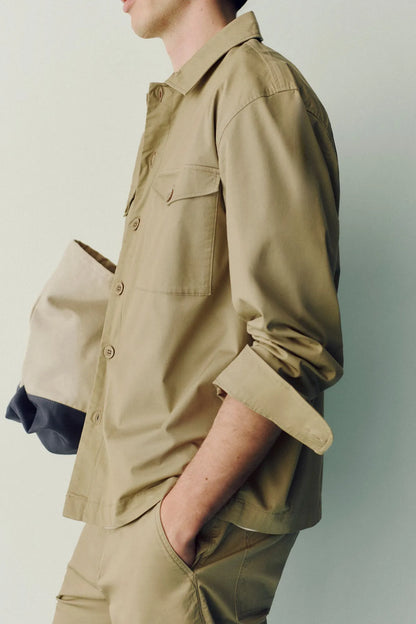 Springfield Beige Men Lightweight Pockets Overshirt Fit Overshirt SKU: 1503549_51 Image 02