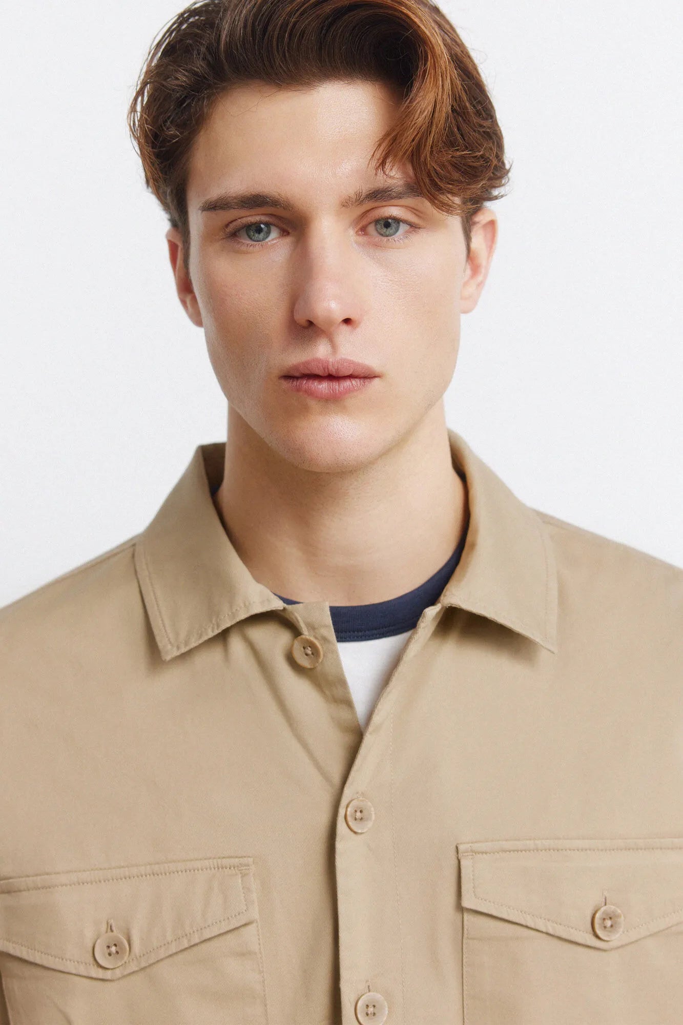 Springfield Beige Men Lightweight Pockets Overshirt Fit Overshirt SKU: 1503549_51 Image 04
