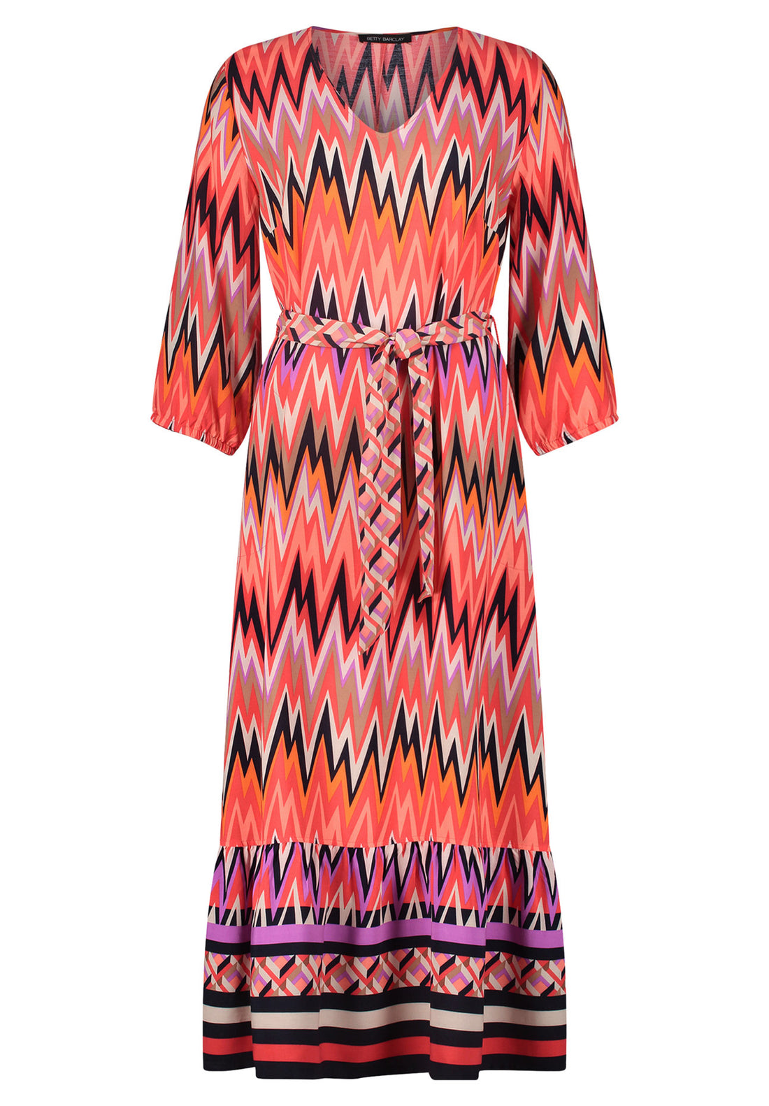 Printed Casual Midi Dress With 3/4 Sleeves_1532 2515_4868_01