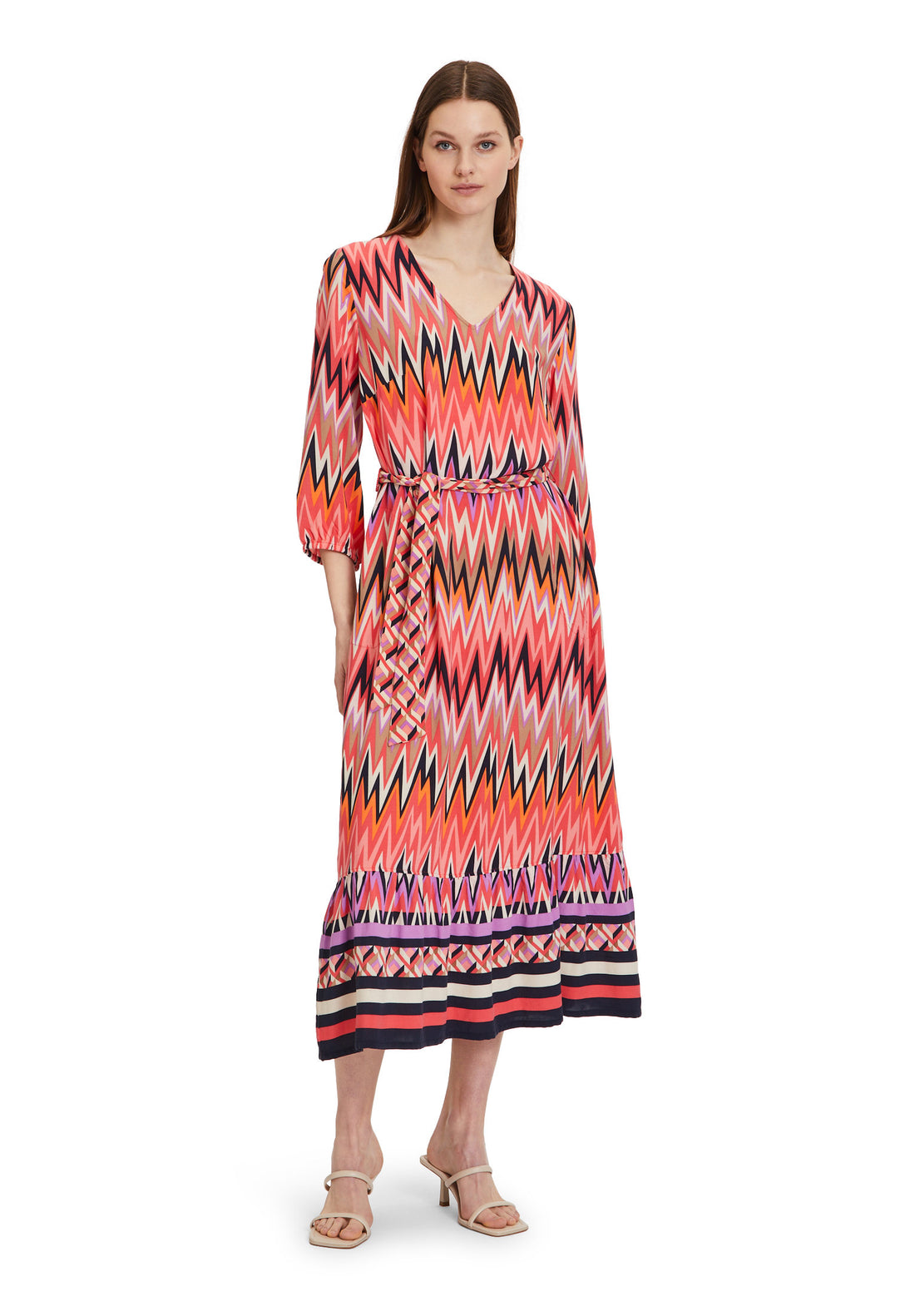 Printed Casual Midi Dress With 3/4 Sleeves_1532 2515_4868_03