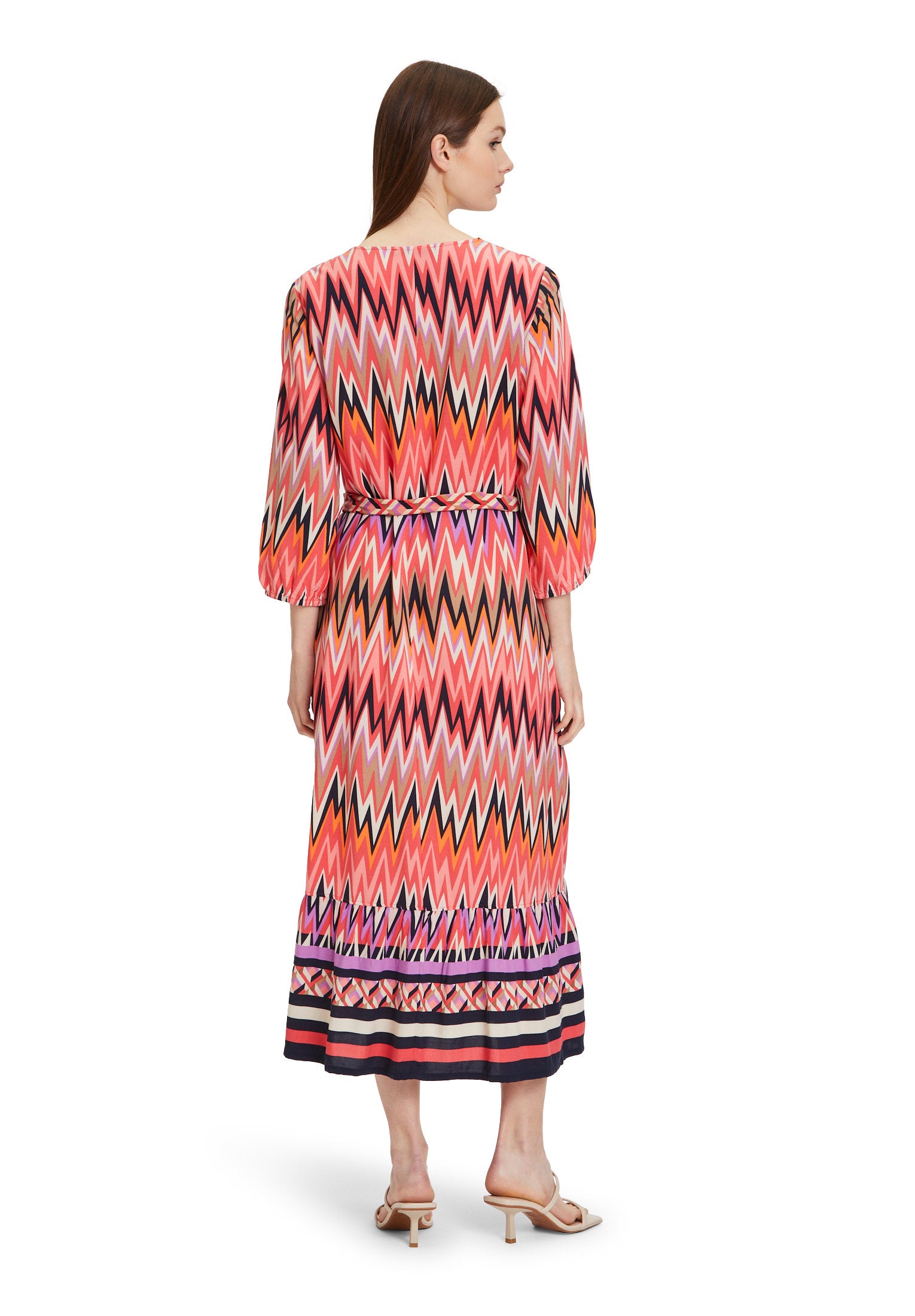 Printed Casual Midi Dress With 3/4 Sleeves_1532 2515_4868_04