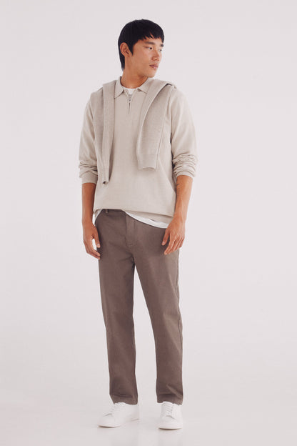 Springfield_Brown_Slim Fit Micro-Printed Chinos Pants_1552727_35_01