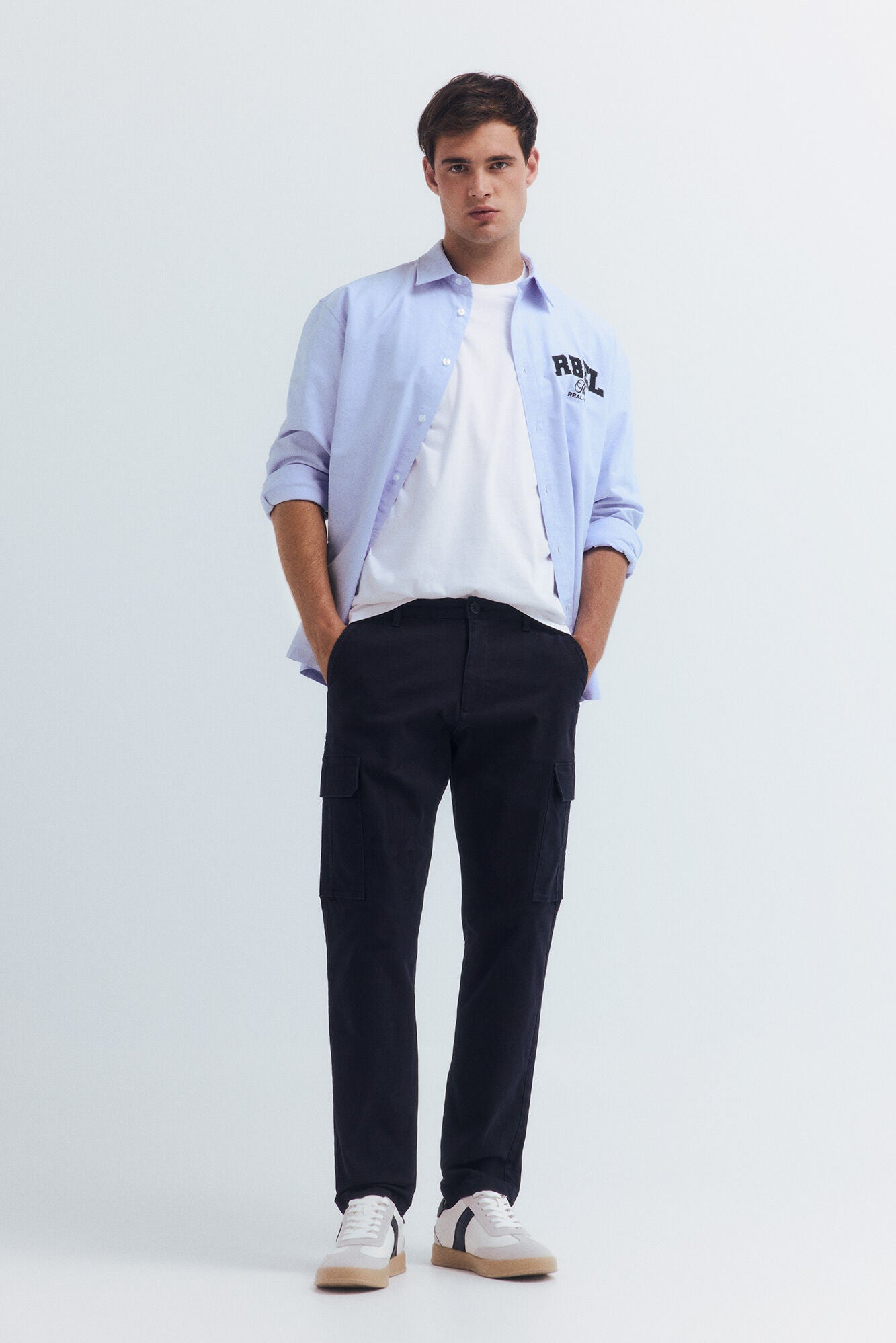 Springfield_Navy_Slim Fit Cargo Trousers_1552730_10_01