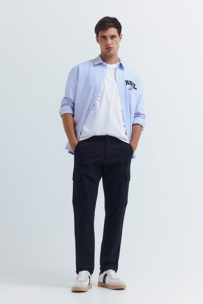 Springfield_Navy_Slim Fit Cargo Trousers_1552730_10_01