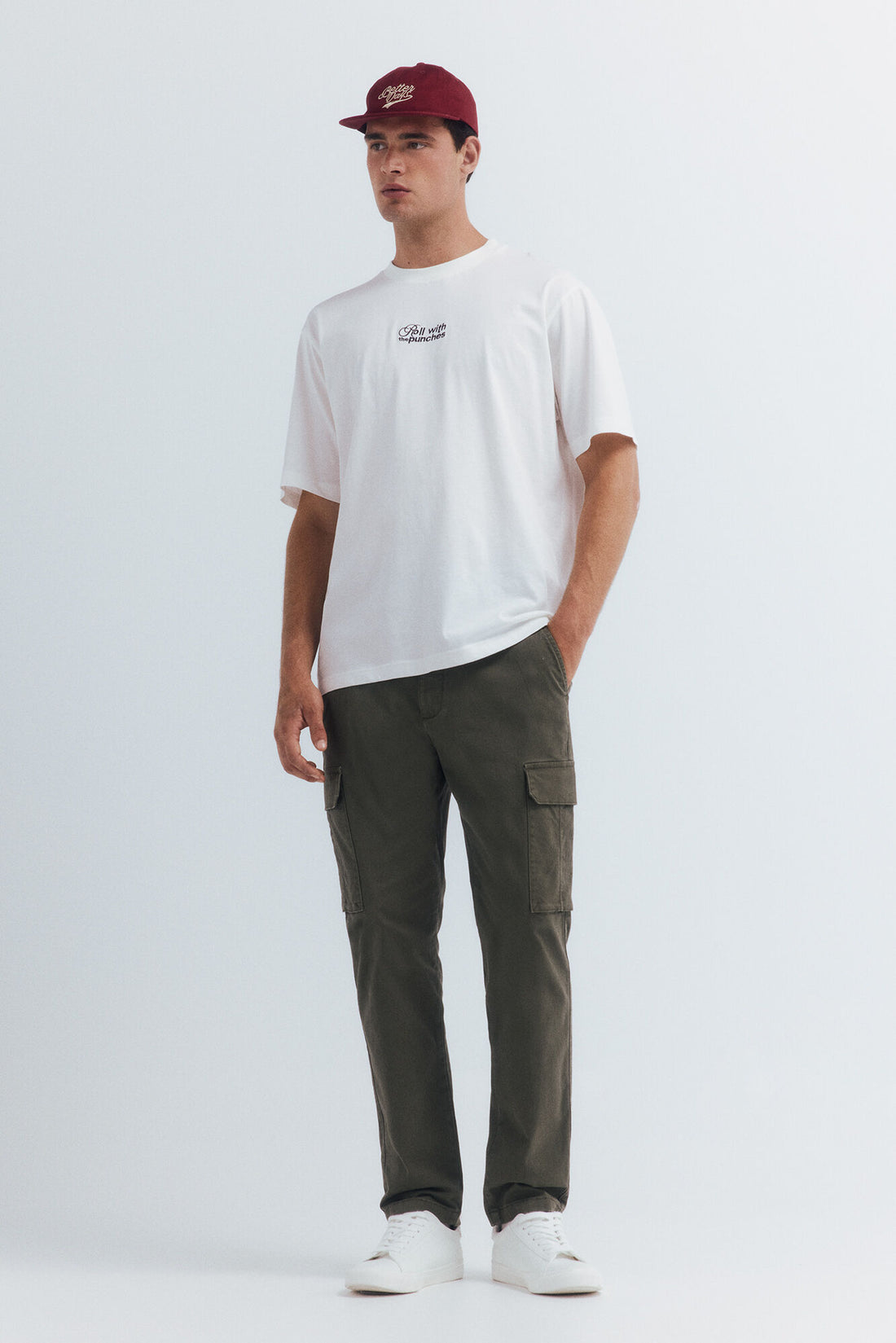 Springfield_Light_Khaki_Slim Fit Cargo Trousers_1552730_93_01