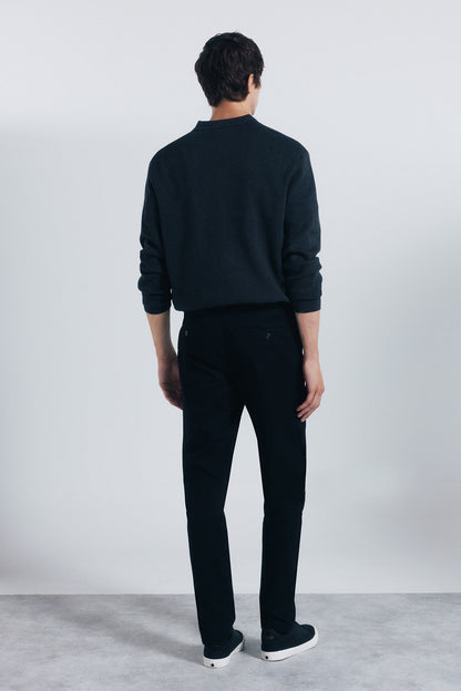 Springfield_Black_Slim Fit Washed Trousers_1552731_01_06