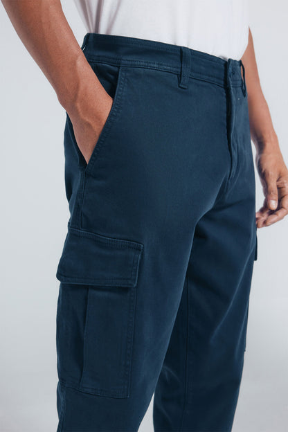 Springfield_Dark_Blue_Slim Fit Casual Cargo Pants_1552733_11_04