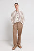 Springfield Brown Men Dobby Straight Fit Trousers SKU: 1553715_35 Image 01