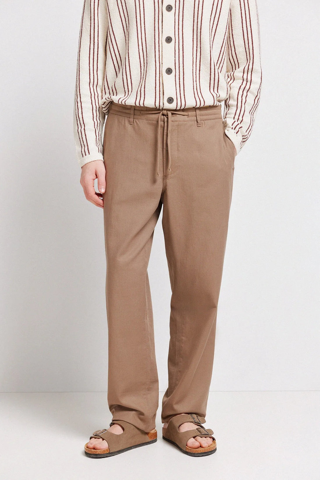 Springfield Brown Men Dobby Straight Fit Trousers SKU: 1553715_35 Image 02