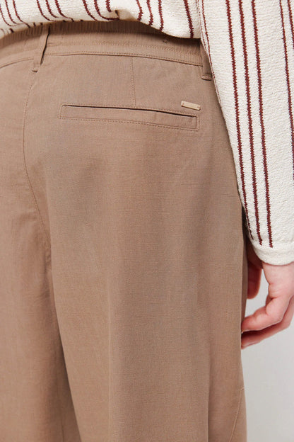 Springfield Brown Men Dobby Straight Fit Trousers SKU: 1553715_35 Image 03
