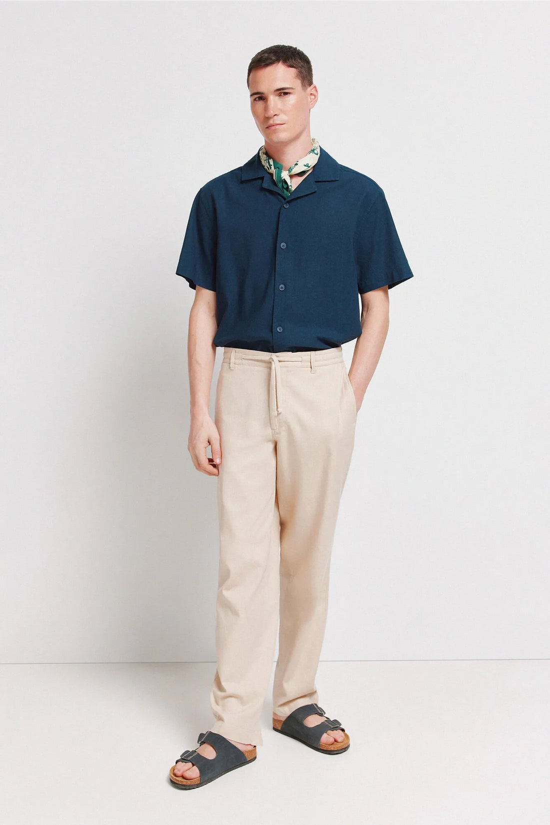 Springfield Beige Men Dobby Straight Fit Trousers SKU: 1553715_38 Image 01