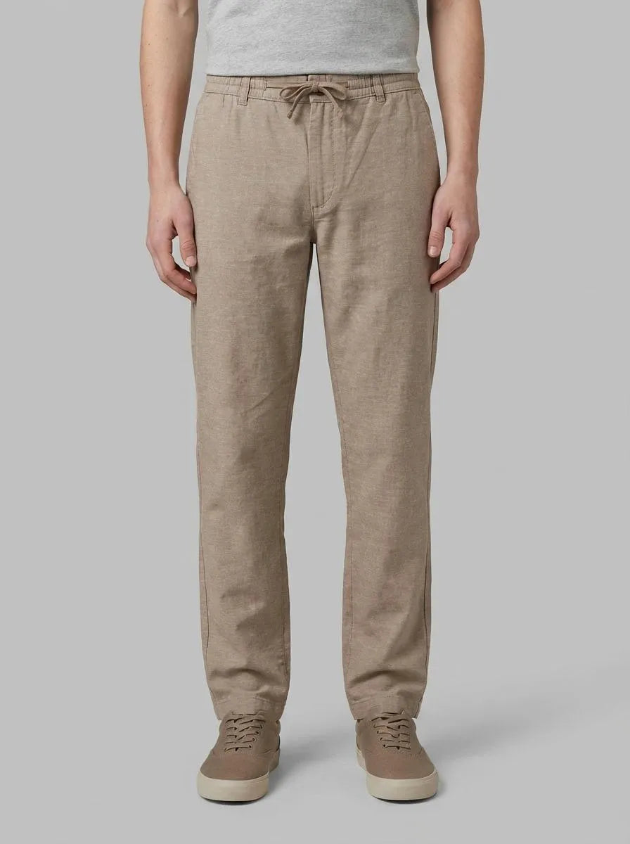 Springfield Beige Men Linen Comfort Fit Chinos SKU: 1553717_37 Image 00