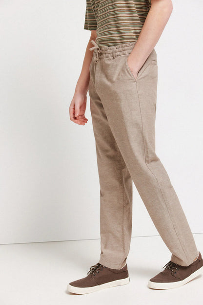 Springfield Beige Men Linen Comfort Fit Chinos SKU: 1553717_37 Image 03
