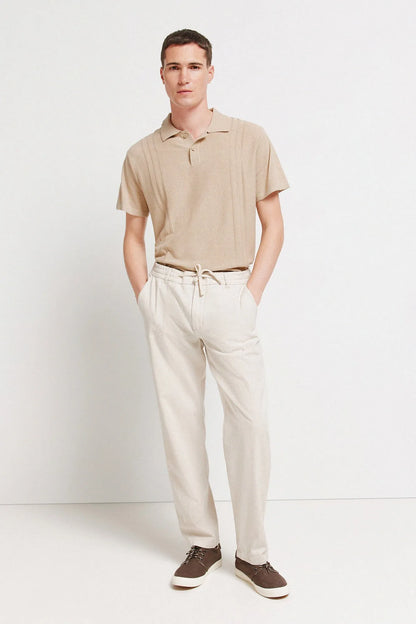 Springfield Beige Men Linen Comfort Fit Chinos SKU: 1553717_51 Image 01