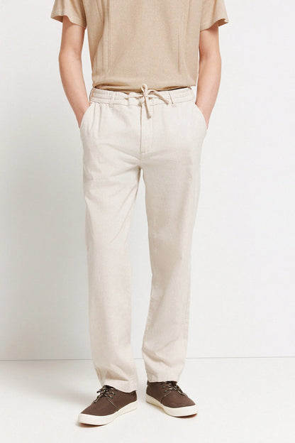 Springfield Beige Men Linen Comfort Fit Chinos SKU: 1553717_51 Image 02