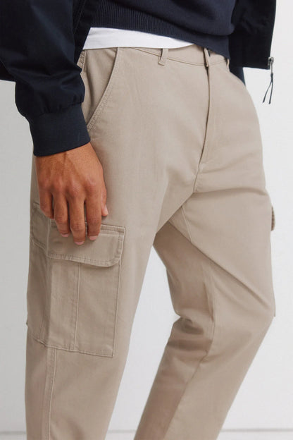 Springfield Beige Men Slim Fit Cargo Comfort Trousers SKU: 1553722_36 Image 04