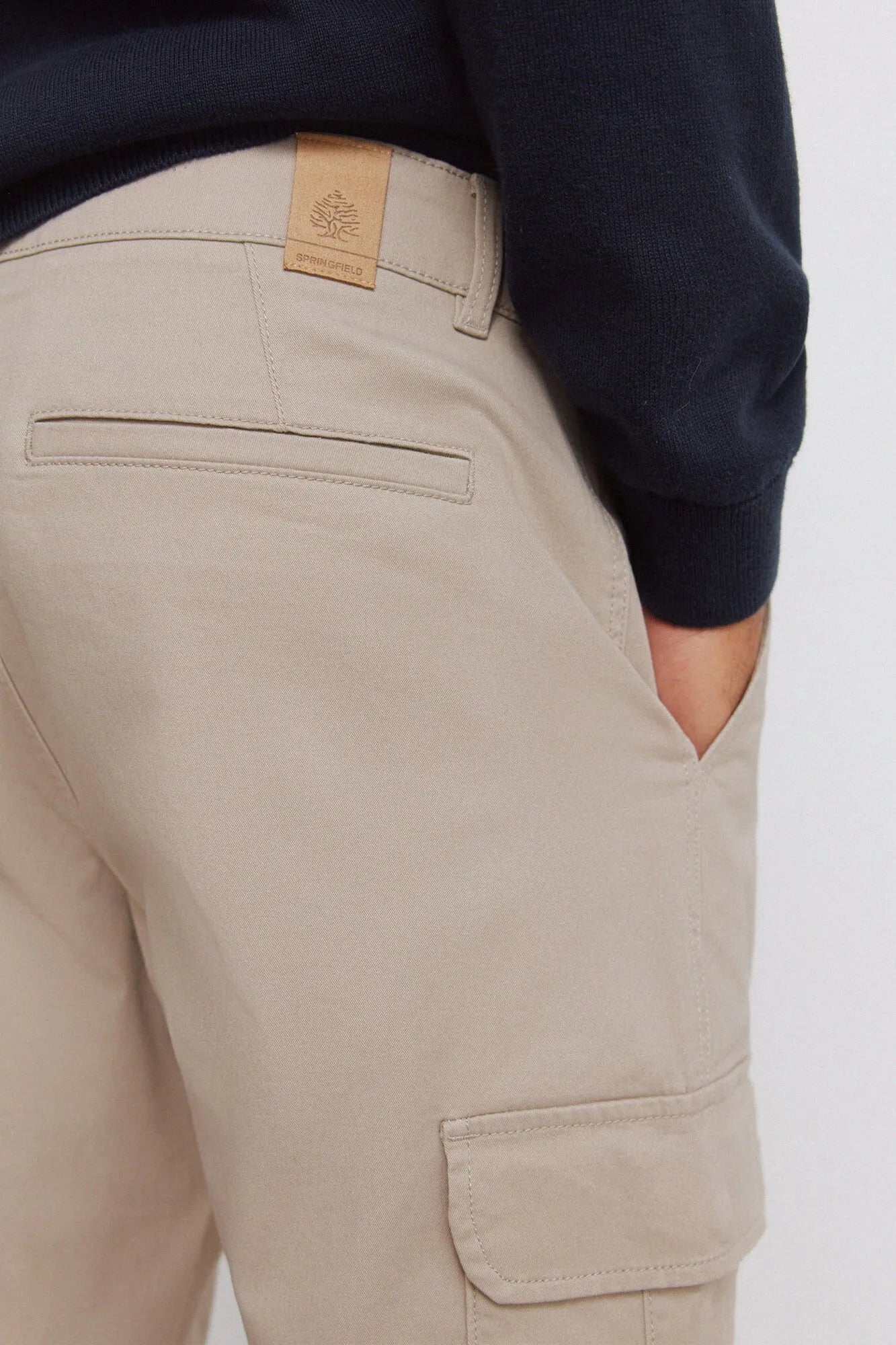 Springfield Beige Men Slim Fit Cargo Comfort Trousers SKU: 1553722_36 Image 06