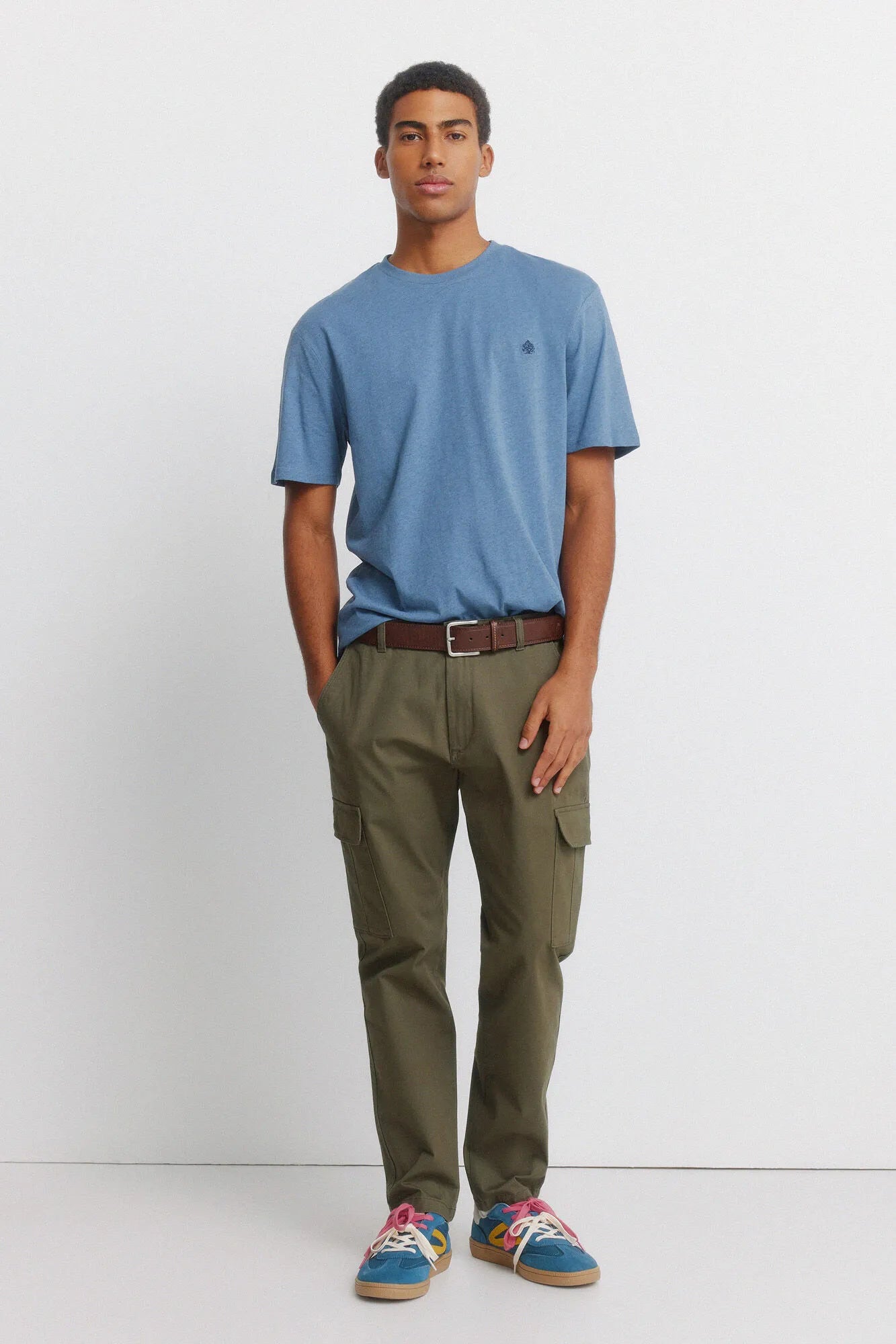 Springfield Khaki Men Slim Fit Cargo Comfort Trousers SKU: 1553722_92 Image 01