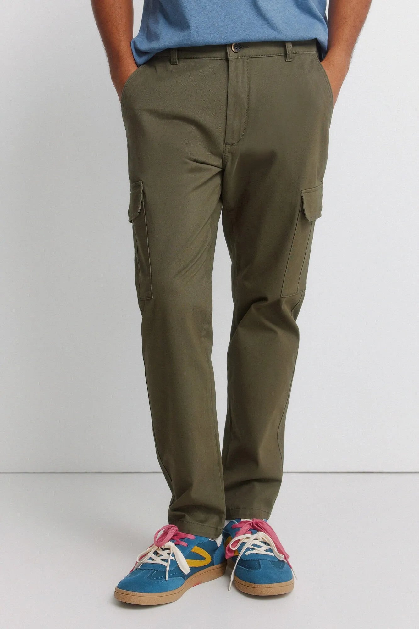 Springfield Khaki Men Slim Fit Cargo Comfort Trousers SKU: 1553722_92 Image 02