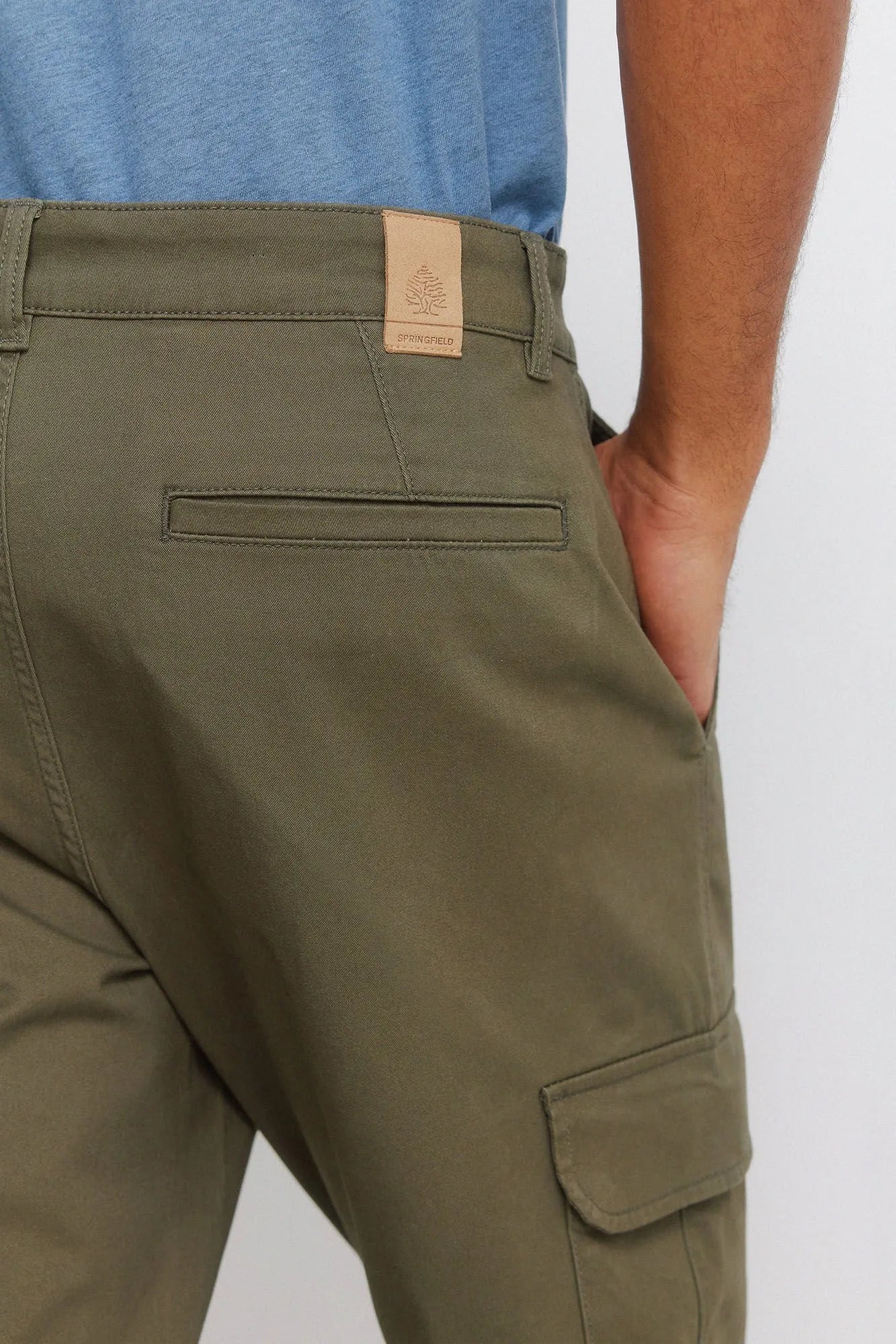 Springfield Khaki Men Slim Fit Cargo Comfort Trousers SKU: 1553722_92 Image 06