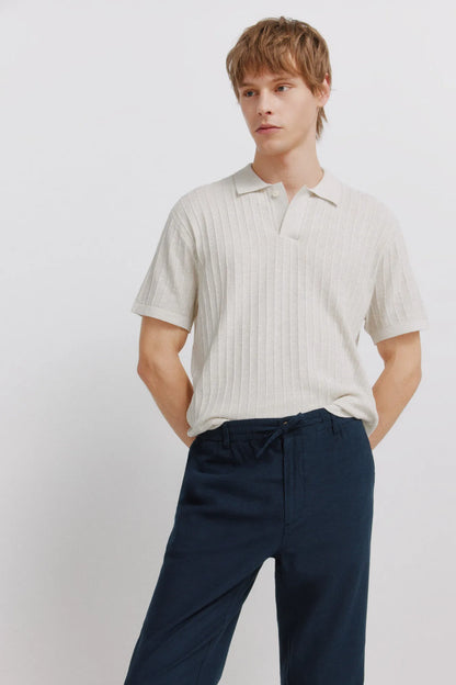 Springfield Blue Men Linen Comfort Fit Chinos SKU: 1553735_11 Image 03