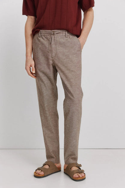 Springfield Beige Men Linen Comfort Fit Chinos SKU: 1553735_37 Image 02