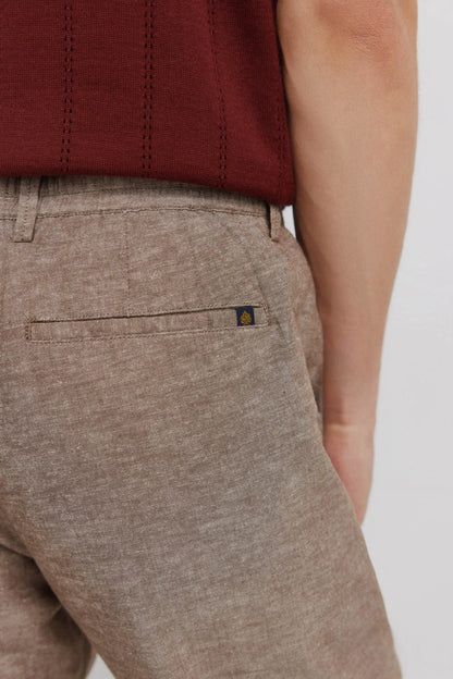 Springfield Beige Men Linen Comfort Fit Chinos SKU: 1553735_37 Image 05