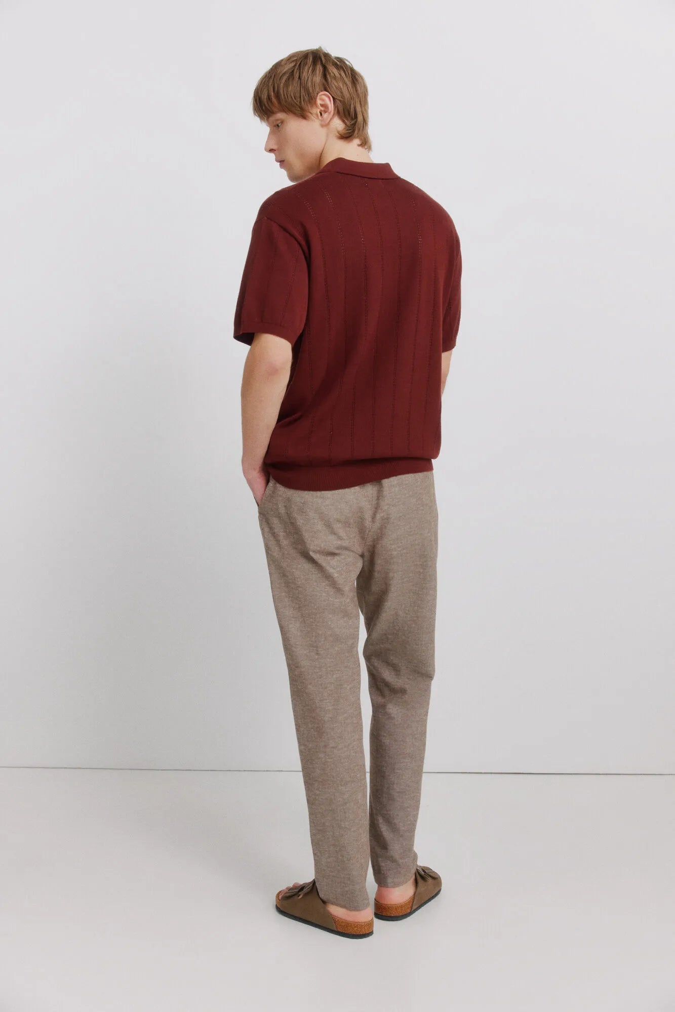 Springfield Beige Men Linen Comfort Fit Chinos SKU: 1553735_37 Image 06