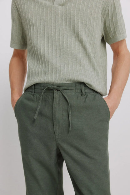 Springfield Khaki Men Linen Comfort Fit Chinos SKU: 1553735_92 Image 04