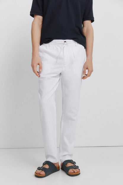 Springfield White Men Linen Comfort Fit Chinos SKU: 1553735_99 Image 02