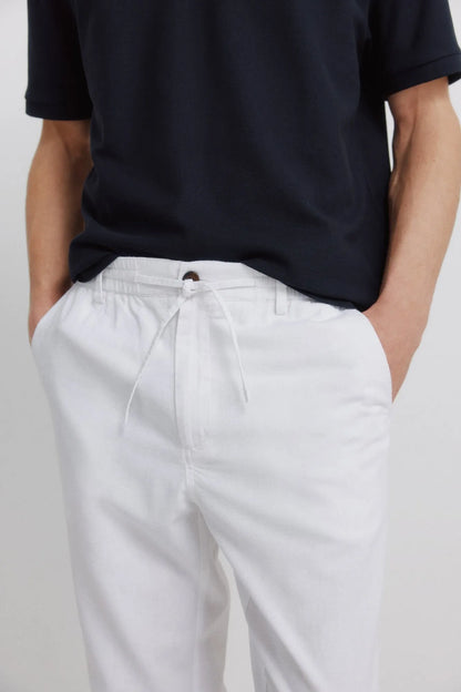 Springfield White Men Linen Comfort Fit Chinos SKU: 1553735_99 Image 03