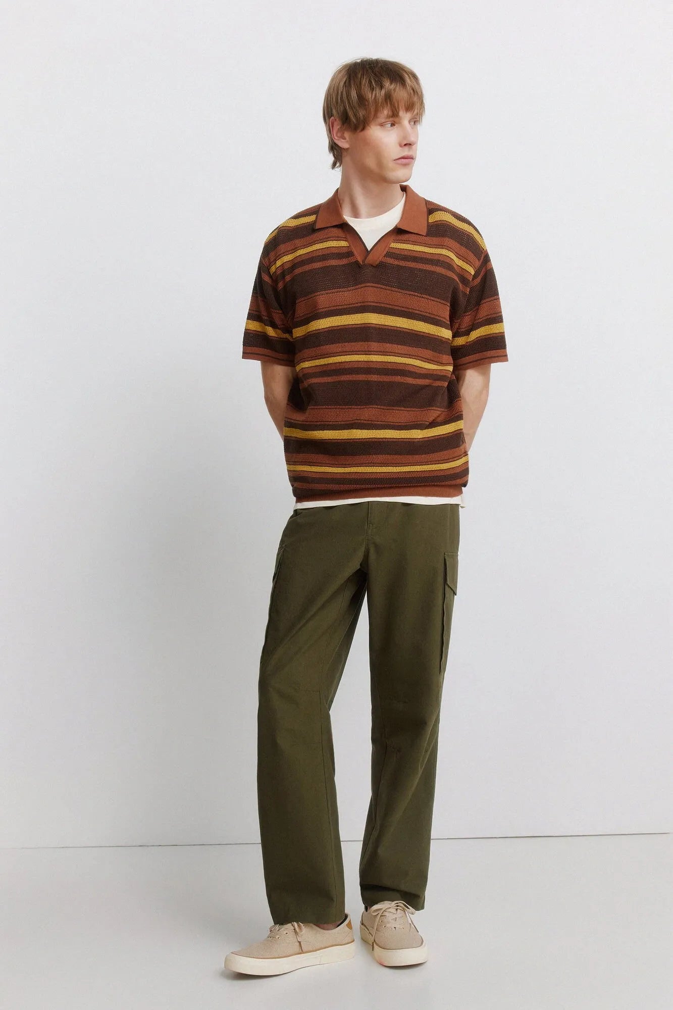 Springfield Khaki Men Straight Fit Cargo Trousers SKU: 1553742_92 Image 01