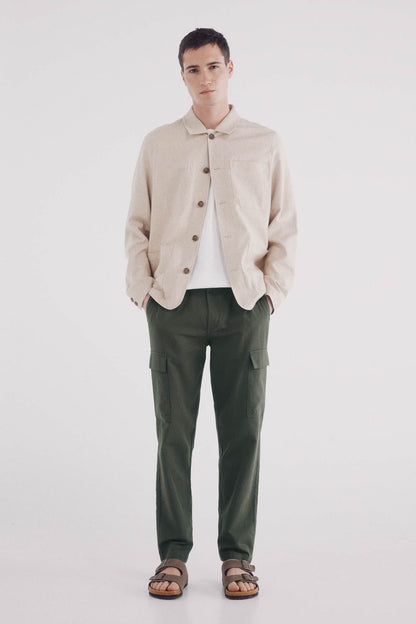 Springfield_Slim Fit Linen Cargo Trousers_1559352_90_01