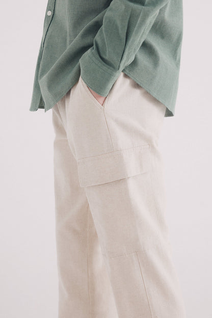Springfield_Slim Fit Linen Cargo Trousers_1559352_97_02