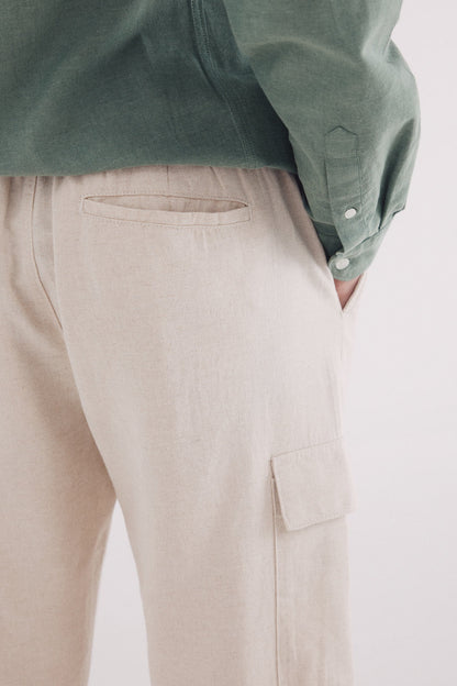Springfield_Slim Fit Linen Cargo Trousers_1559352_97_05
