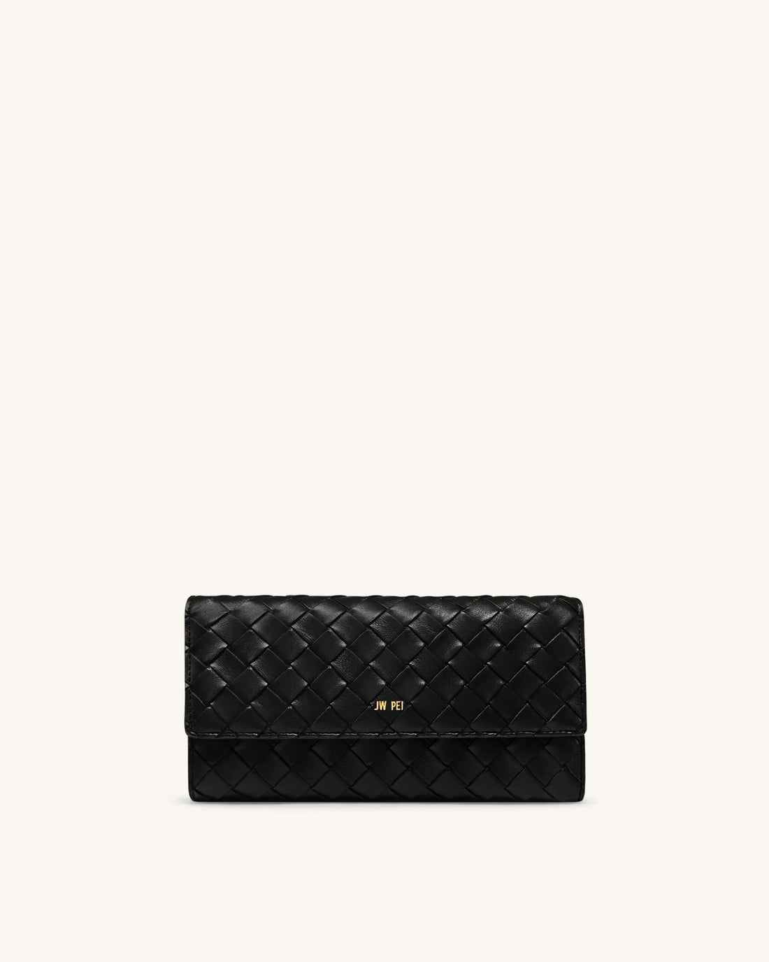 JW PEI Black Women Woven Texture Flap Wallet SKU: 156-12_Black Image 01