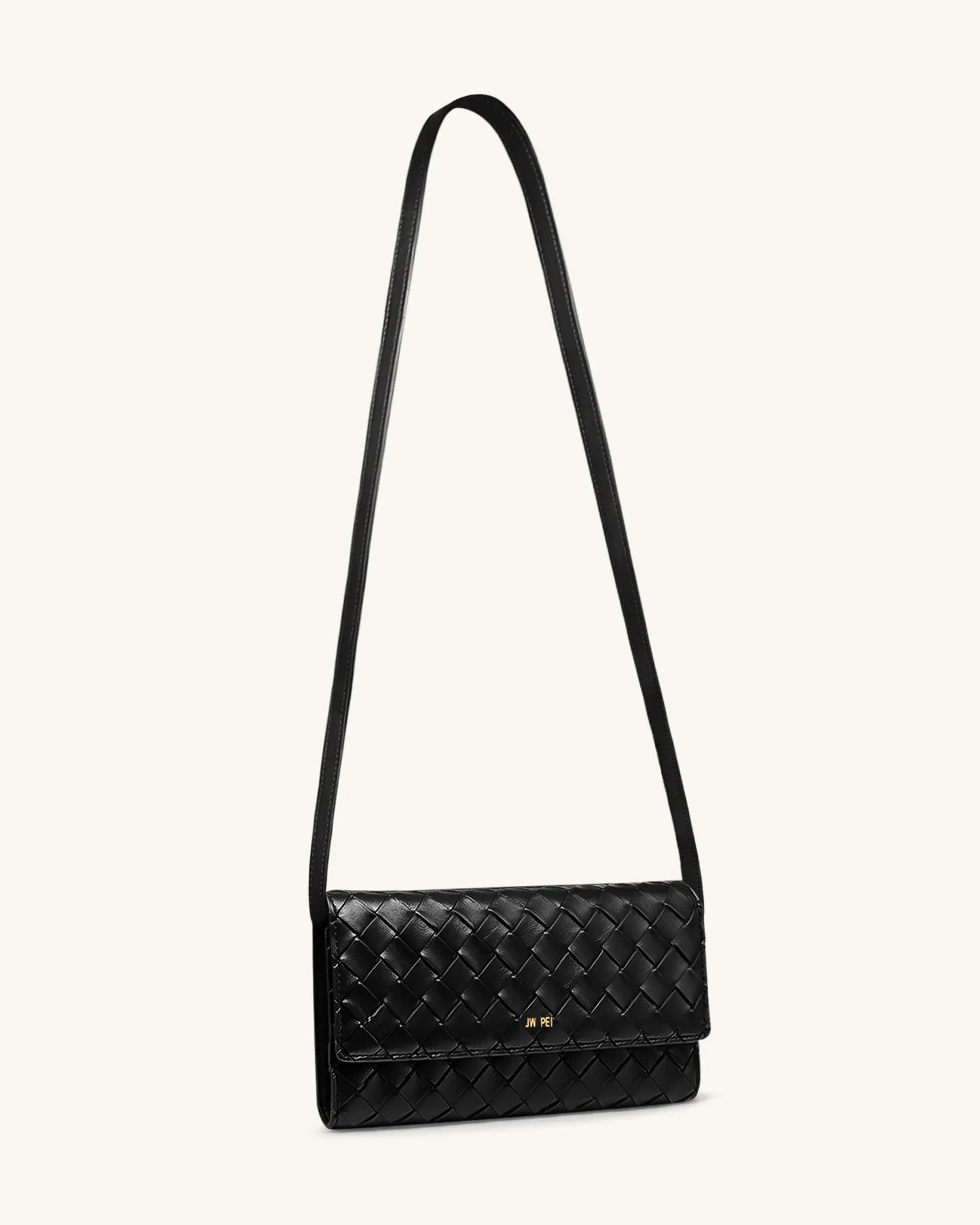 JW PEI Black Women Woven Texture Flap Wallet SKU: 156-12_Black Image 02