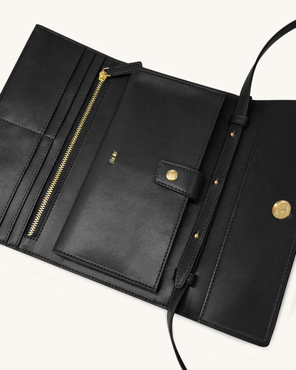 JW PEI Black Women Woven Texture Flap Wallet SKU: 156-12_Black Image 03