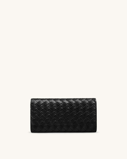 JW PEI Black Women Woven Texture Flap Wallet SKU: 156-12_Black Image 04