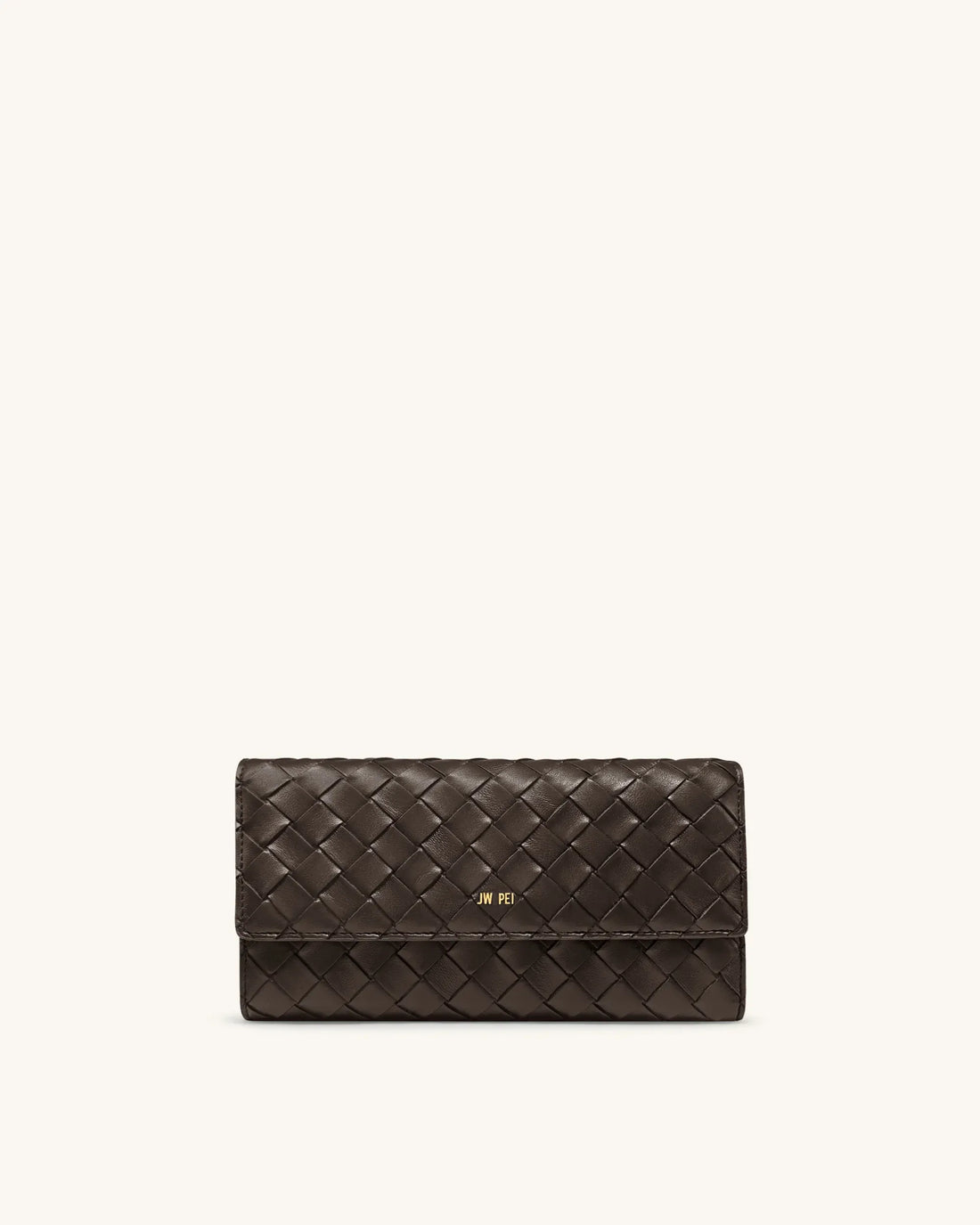 JW PEI Chocolate Women Woven Texture Flap Wallet  SKU: 156-32_Chocolate Image 01