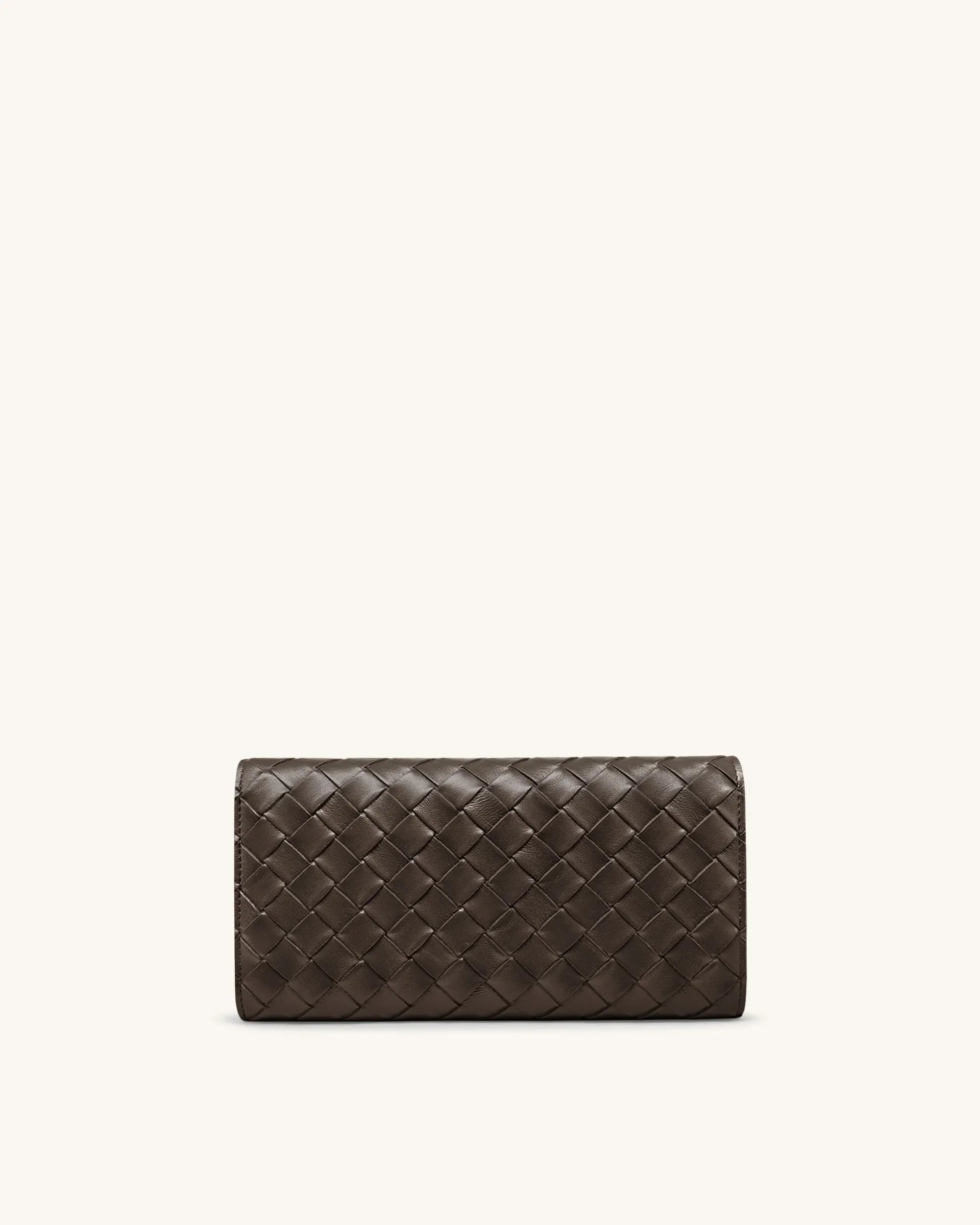 JW PEI Chocolate Women Woven Texture Flap Wallet  SKU: 156-32_Chocolate Image 04