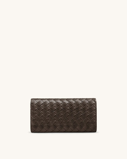 JW PEI Chocolate Women Woven Texture Flap Wallet  SKU: 156-32_Chocolate Image 04