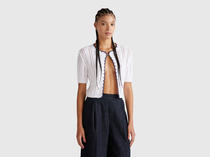 Benetton_Cropped Perforated Cardigan_1594E501Z_101_01